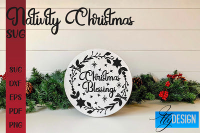 Nativity Christmas SVG | Christmas Design | Christian Round Ornaments SVG Fly Design 
