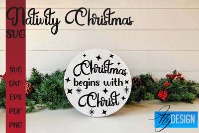 Nativity Christmas SVG | Christmas Design | Christian Round Ornaments SVG Fly Design 