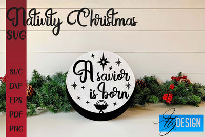 Nativity Christmas SVG | Christmas Design | Christian Round Ornaments SVG Fly Design 