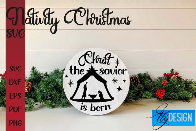 Nativity Christmas SVG | Christmas Design | Christian Round Ornaments SVG Fly Design 