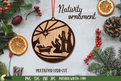 Nativity Ornament Laser Cut. 3D Decor. Christmas Ornament Laser Cut SVG Evgenyia Guschina 