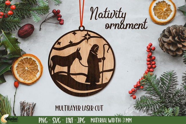 Nativity Ornament Laser Cut. 3D Decor. Christmas Ornament Laser Cut SVG Evgenyia Guschina 