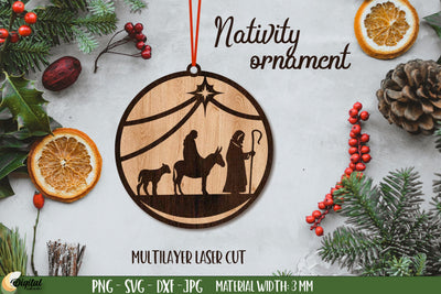 Nativity Ornament Laser Cut. 3D Decor. Christmas Ornament Laser Cut SVG Evgenyia Guschina 