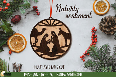 Nativity Ornament Laser Cut. 3D Decor. Christmas Ornament Laser Cut SVG Evgenyia Guschina 