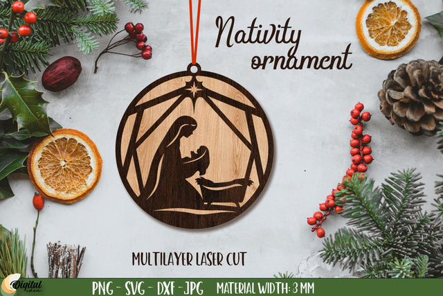Nativity Ornament Laser Cut. 3D Decor. Christmas Ornament Laser Cut SVG Evgenyia Guschina 