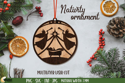 Nativity Ornament Laser Cut. 3D Decor. Christmas Ornament Laser Cut SVG Evgenyia Guschina 