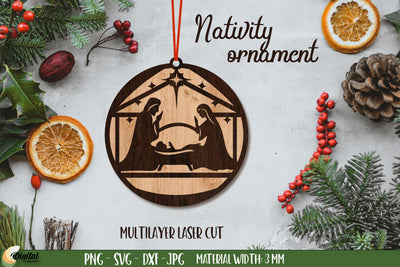Nativity Ornament Laser Cut. 3D Decor. Christmas Ornament Laser Cut SVG Evgenyia Guschina 
