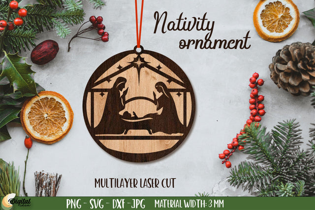 Nativity Ornament Laser Cut. 3D Decor. Christmas Ornament Laser Cut SVG Evgenyia Guschina 