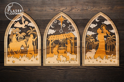 Nativity Scene Christian Multilayer Laser Cut Files, Mandala, SVG, 3D Designs, Mini Design Bundles SVG LaserCutano 