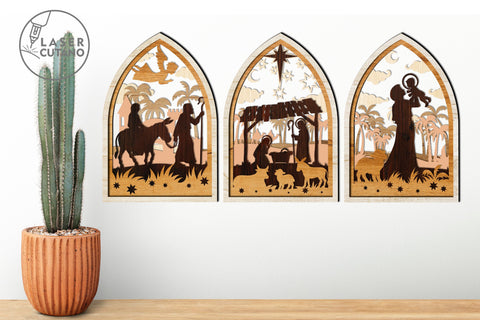 Nativity Scene Christian Multilayer Laser Cut Files, Mandala, SVG, 3D Designs, Mini Design Bundles SVG LaserCutano 