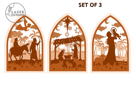 Nativity Scene Christian Multilayer Laser Cut Files, Mandala, SVG, 3D Designs, Mini Design Bundles SVG LaserCutano 
