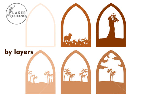 Nativity Scene Christian Multilayer Laser Cut Files, Mandala, SVG, 3D Designs, Mini Design Bundles SVG LaserCutano 