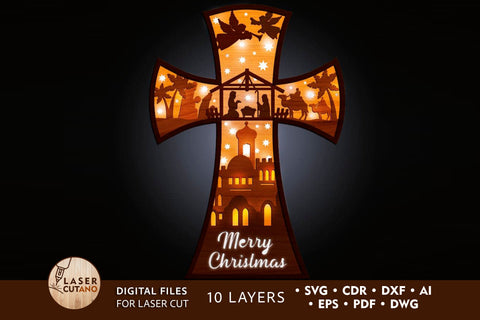 NATIVITY SCENE Christmas Multilayer Laser Cut Files, Mandala, 3D Designs SVG LaserCutano 