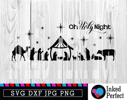 Nativity Scene Christmas Oh Holy Night SVG Inked Perfect 