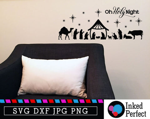 Nativity Scene Christmas Oh Holy Night SVG Inked Perfect 