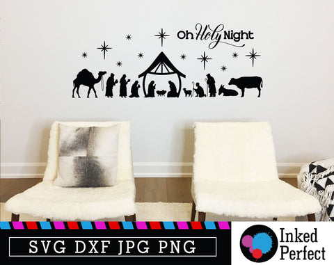Nativity Scene Christmas Oh Holy Night SVG Inked Perfect 