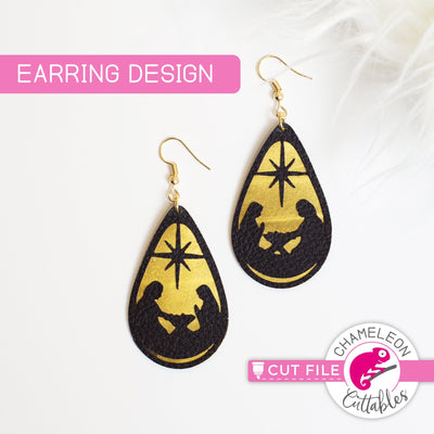 Nativity Scene Earring Template - SVG PNG DXF EPS SVG Chameleon Cuttables 