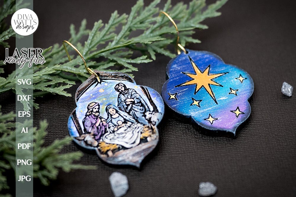 Nativity Scene Earrings SVG For Laser Earrings With Jesus Ea So Fontsy