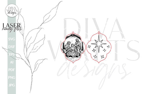Nativity Scene Earrings SVG For Laser Earrings With Jesus Glowforge Earrings For Christmas Manger Earrings Nativity Earrings SVG Jesus SVG Diva Watts Designs 