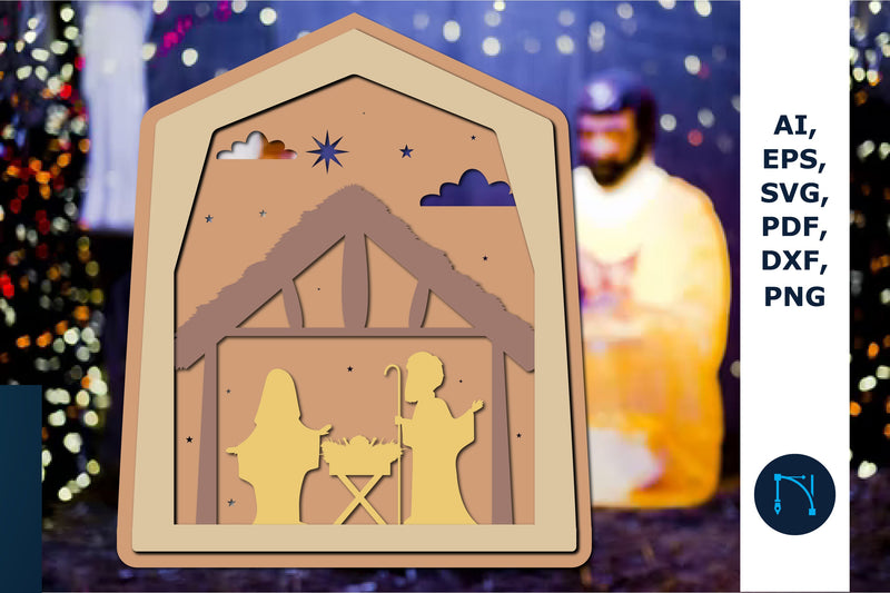Nativity Scene Laser Cut Design SVG cut file SVG MD JOYNAL ABDIN 