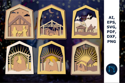 Nativity Scene Laser Cut SVG Bundle SVG MD JOYNAL ABDIN 