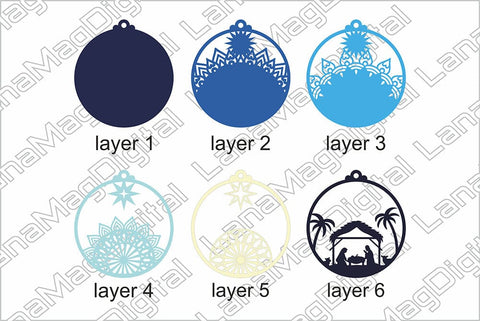 Nativity scene svg Christmas ornament svg Layered mandala 3D Paper LanaMagDigital 