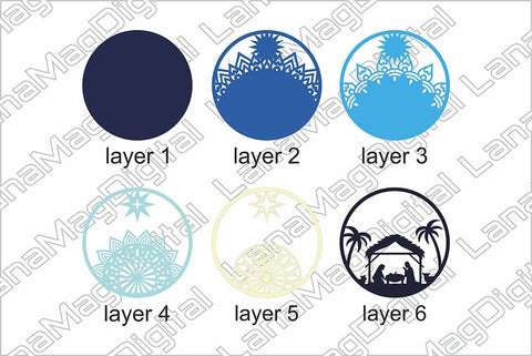 Nativity scene svg Christmas ornament svg Layered mandala 3D Paper LanaMagDigital 