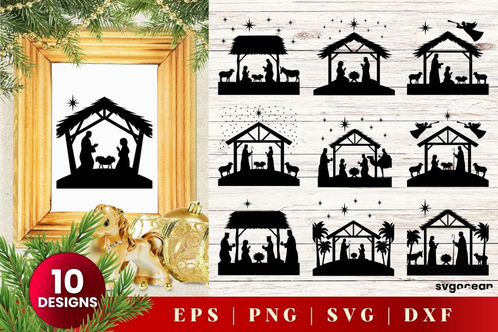 Nativity Svg Bundle | Christmas | Silhouettes Cut Files - So Fontsy