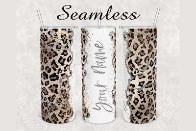 Natural Leopard Print Marble Tumbler sublimation design 20 oz skinny tumbler wrap Sublimation BambinaCreations 
