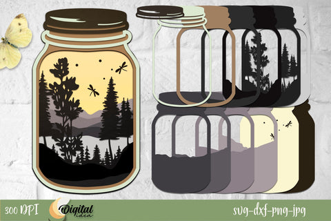 Nature Mason Jars | Layered Design | Plants | Greenery SVG Evgenyia Guschina 