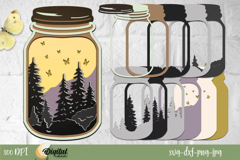 Nature Mason Jars | Layered Design | Plants | Greenery SVG Evgenyia Guschina 