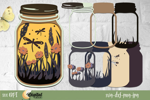 Nature Mason Jars | Layered Design | Plants | Greenery SVG Evgenyia Guschina 