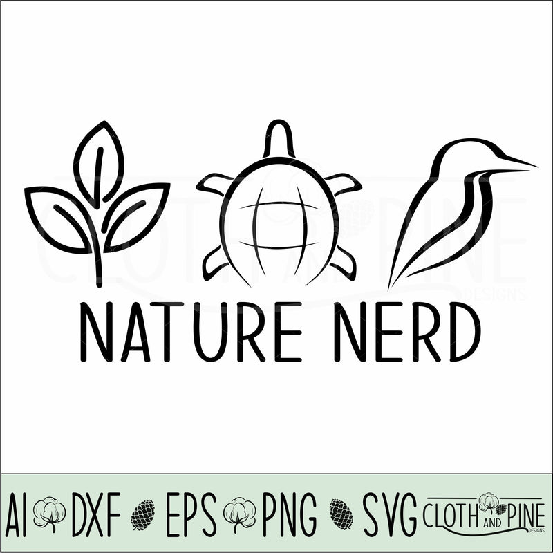 Nature Nerd with Plant, Turtle and Bird Outlines - So Fontsy