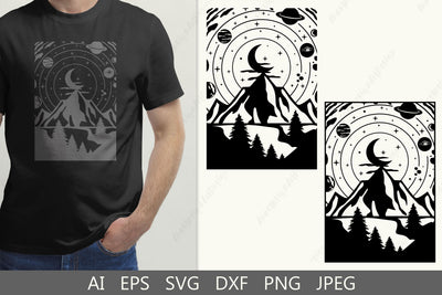 Nature silhouette with mountain, Planet svg, World travel svg, Camping shirt SVG AnastasiyaArtDesign 