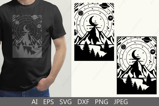 Nature silhouette with mountain, Planet svg, World travel svg, Camping shirt SVG AnastasiyaArtDesign 
