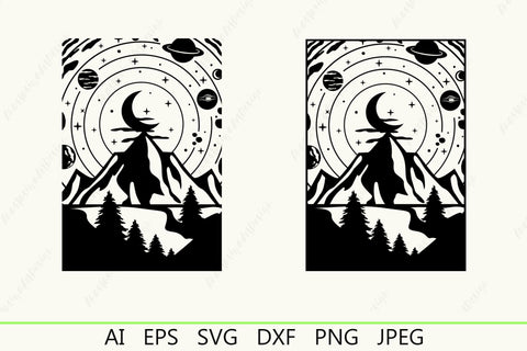 Nature silhouette with mountain, Planet svg, World travel svg, Camping shirt SVG AnastasiyaArtDesign 