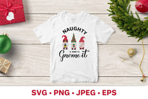 Naughty and I gnome it SVG. Funny Christmas quote for kids SVG LaBelezoka 
