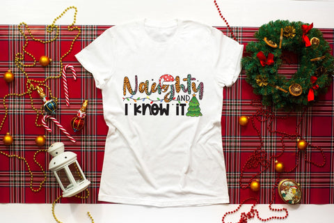Naughty and I Know It | Funny Christmas PNG Sublimation CraftLabSVG 