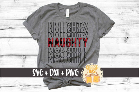 Naughty - Buffalo Plaid Christmas Mirror Word SVG PNG DXF Cut Files SVG Cheese Toast Digitals 