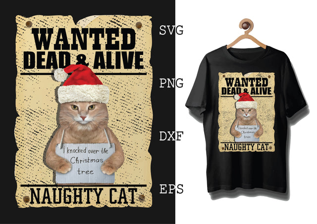 Naughty Cat Svg, Animal Christmas Svg, Merry Christmas Svg, Cat lover Svg SVG DesignTShirt 