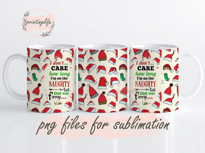 Naughty List mug sublimation, Digital Download, Naughty List sublimation wrap, Santa Mug PNG Sublimation PrintingLife 