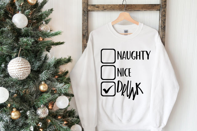 Naughty Nice Drunk Check Svg, Png, Dxf | Funny Christmas Design SVG RedFoxDesignsUS 