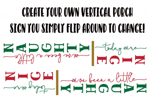 Naughty Nice Vertical Porch Sign | Christmas SVG | Funny SVG | Front Porch SVG | Leaning Sign svg | dxf and more! SVG Diva Watts Designs 