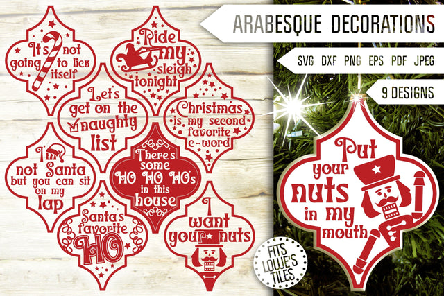 Naughty, Rude and Sexy Arabesque Tile Ornament Svg Bundle. Christmas Arabesque Decorations Svg. Lowe's Tile Svg. Funny Quote Dxf Eps Png Pdf SVG Mint And Beer Creations 
