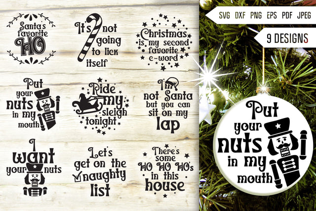 Naughty Sexy Christmas Ornament Svg Bundle. Round Christmas Ornaments Svg. Merry Christmas Svg. Funny and Rude Quotes Dxf Eps Png Pdf SVG Mint And Beer Creations 