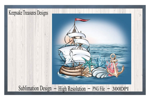 Nautical 20oz Tumbler Wrap, PNG Sublimation Design, 20oz Tumbler Template, Digital Download, PNG Printable Sublimation Keepsake Treasures Designs LLC. 