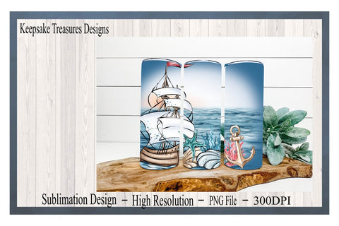 Nautical 20oz Tumbler Wrap, PNG Sublimation Design, 20oz Tumbler Template, Digital Download, PNG Printable Sublimation Keepsake Treasures Designs LLC. 