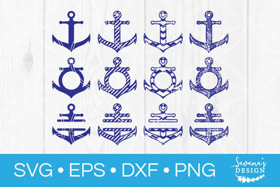 Nautical Anchor Monogram Bundle SVG SavanasDesign 