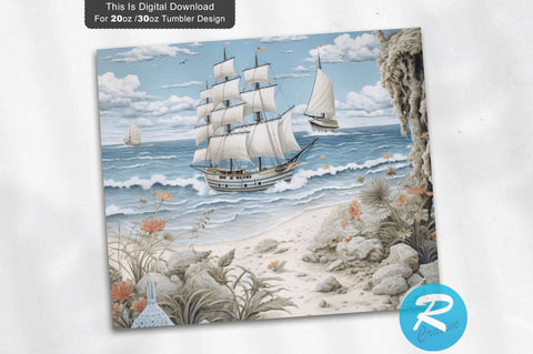 Nautical Beach 20 Oz / 30 Oz Tumbler PNG Sublimation Regulrcrative 