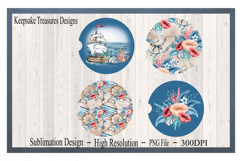 Nautical Car Coaster Template, PNG Sublimation Design, Digital Download, Keepsake Treasures Designs Sublimation Keepsake Treasures Designs LLC. 